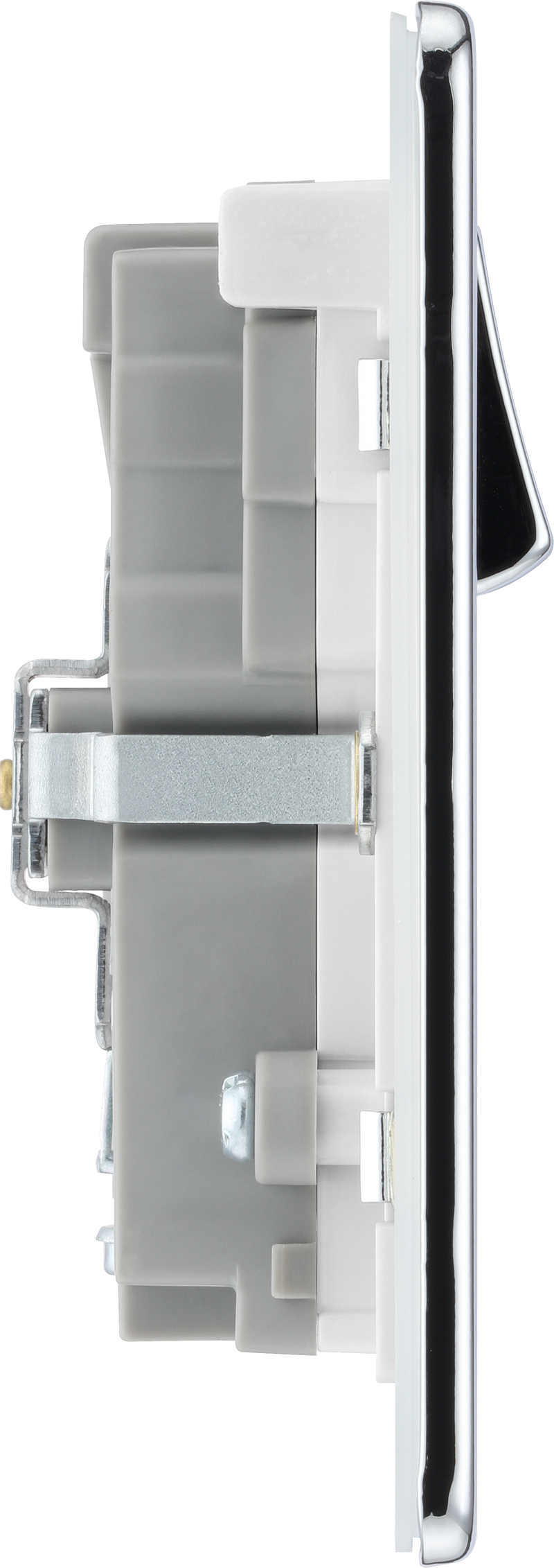 BG Electrical Flatplate Screwless Polished Chrome - Double switched single pole, with USB A + C (22W)