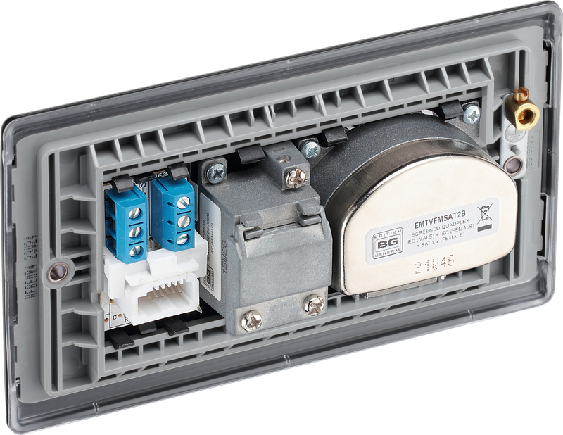BG Electrical Nexus Metal Matt Black - Quadplex 2 x sat, BT outlet and co-ax returned - screened