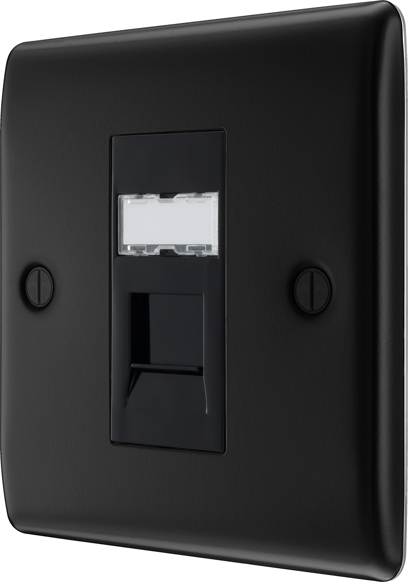 BG Electrical Nexus Metal Matt Black - Single, RJ45 data socket