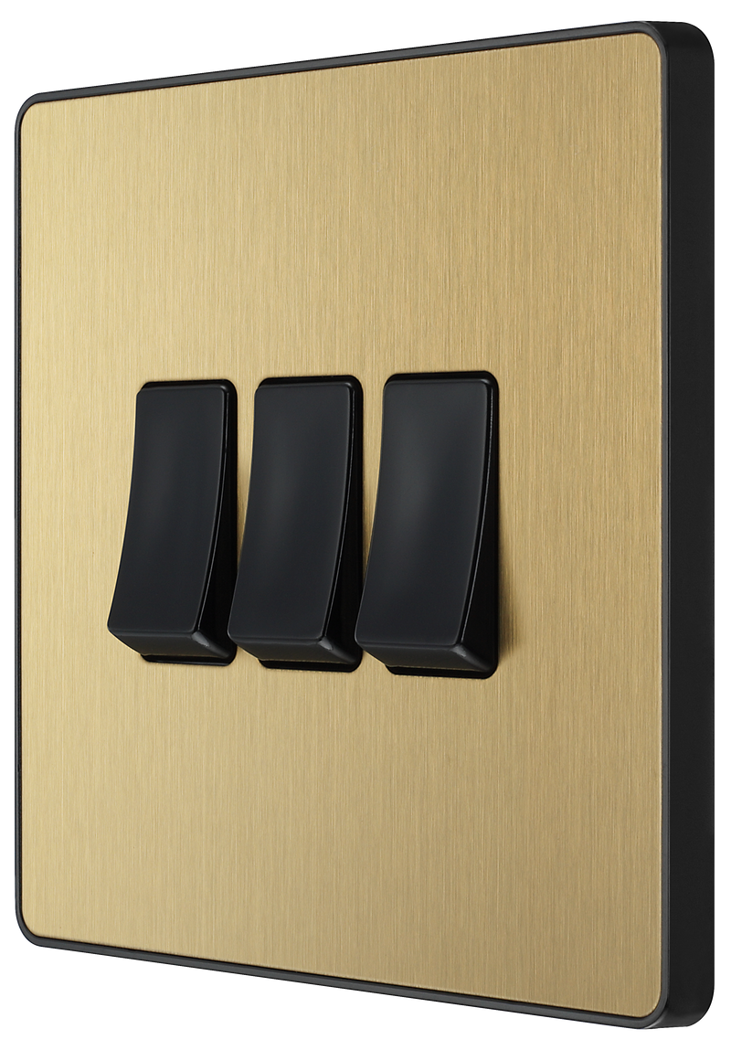 BG Electrical Evolve Satin Brass - Triple, 2 way switch
