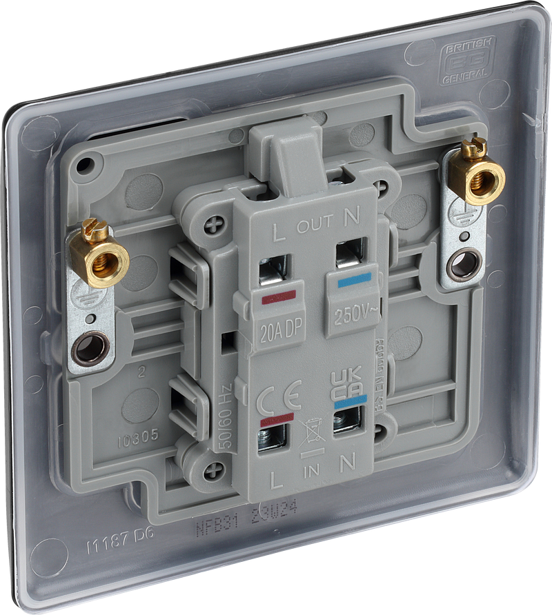 BG Electrical Nexus Metal Matt Black - 20A, double pole, with indicator