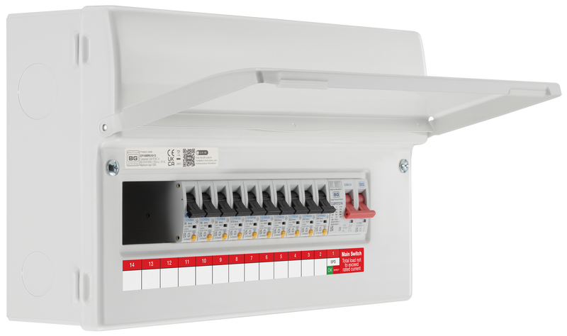 BG Circuit Protection RCBO Main Switch SPD - 16 module, 13 way, 100A Main Switch, 10 RCBO's, Type 2 SPD