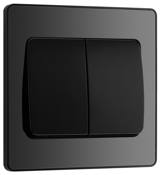 BG Electrical Evolve Black Chrome - Double, 2 way switch, wide rocker