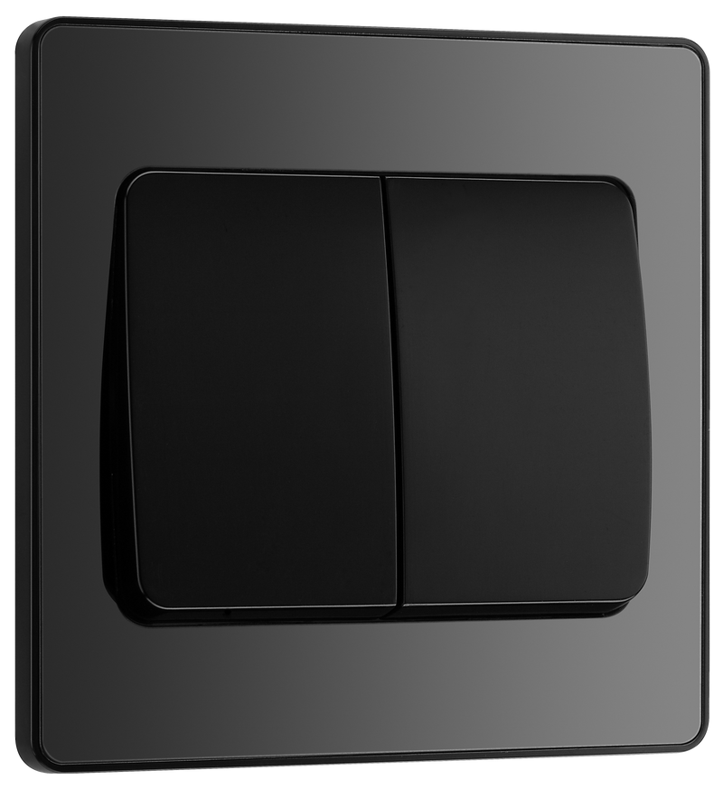 BG Electrical Evolve Black Chrome - Double, 2 way switch, wide rocker