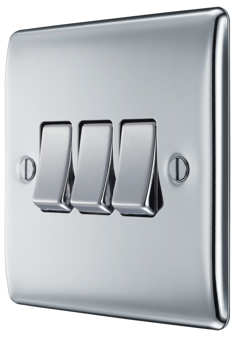 BG Electrical Nexus Metal Polished Chrome - Triple, 2 way switch
