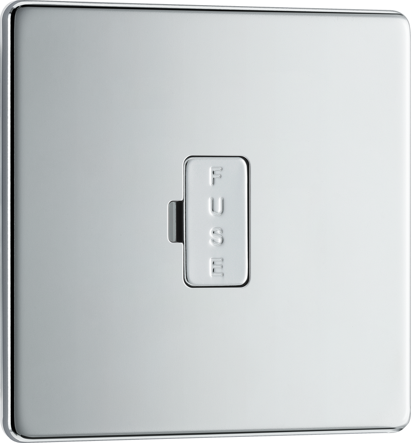 BG Electrical Flatplate Screwless Polished Chrome - Unswitched and fused