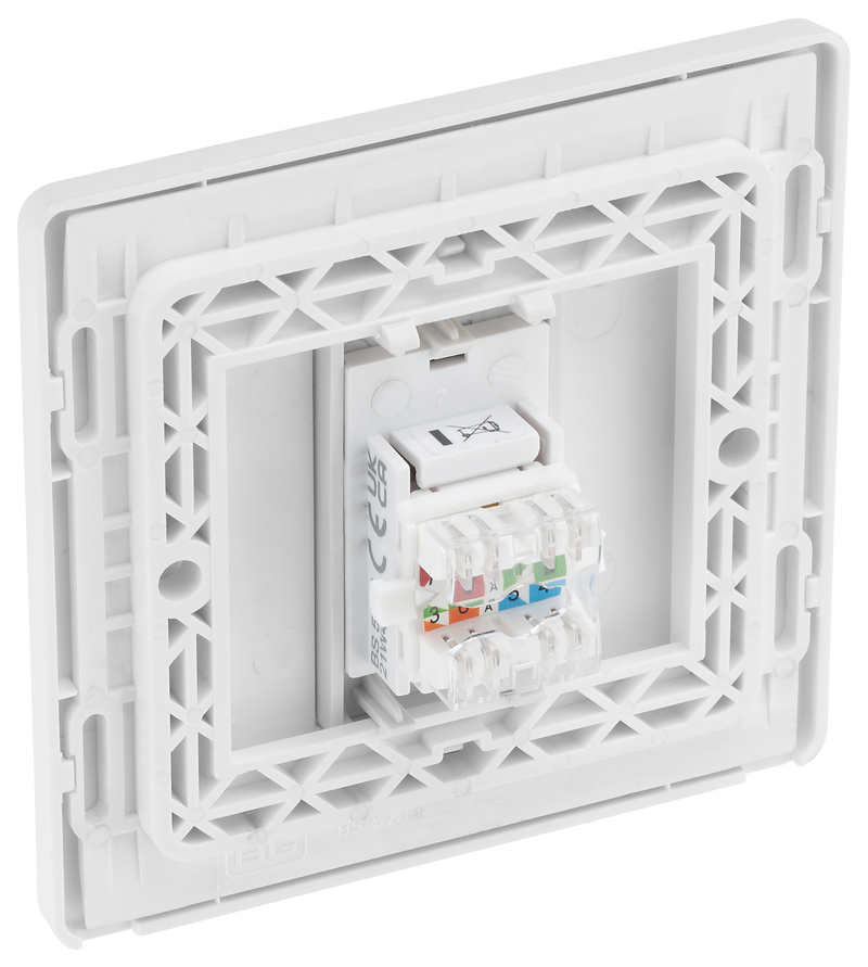 BG Electrical Evolve Brushed Steel - Single, RJ45 telephone socket