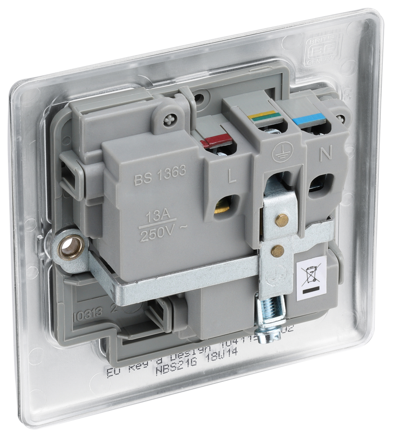 BG Electrical Nexus Metal Brushed Steel - Single switched, double pole