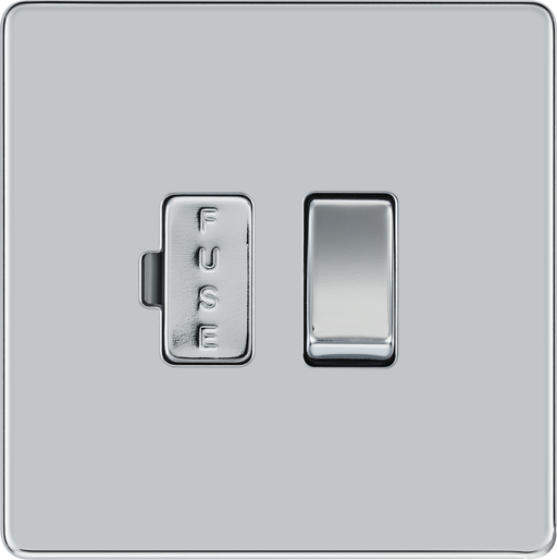BG Electrical Flatplate Screwless Polished Chrome - Switched and fused