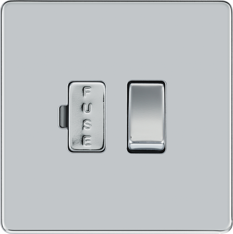 BG Electrical Flatplate Screwless Polished Chrome - Switched and fused