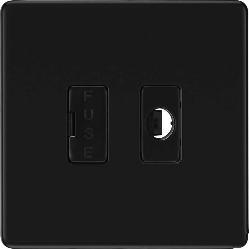 BG Electrical Flatplate Screwless Matt Black - Unswitched and fused with flex outlet
