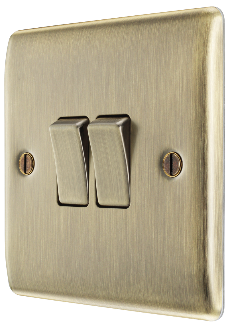 BG Electrical Nexus Metal Antique Brass - Double, 2 way switch