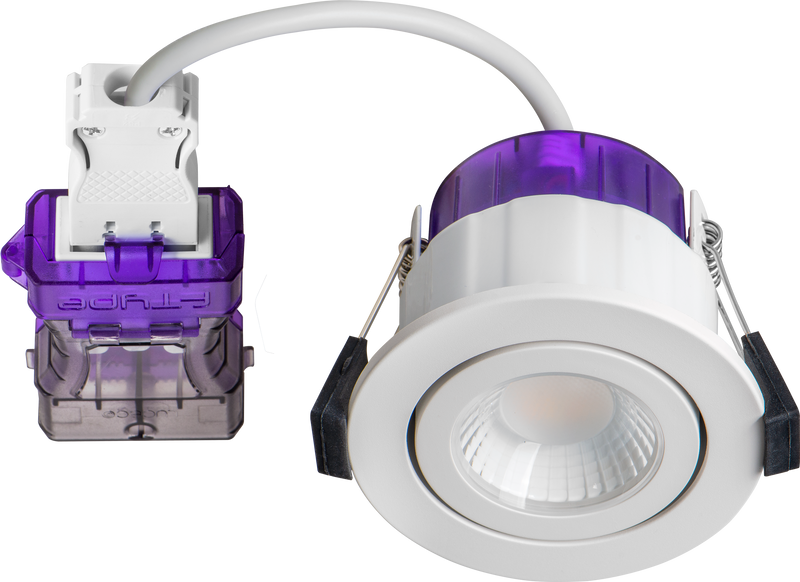 Luceco Ftype Ultra - FType Ultra Fire Rated Downlight 4W/6W 690lm Power Change & CCT Change 3000K / 4000K Dim2Warm IP20 White - Adjustable