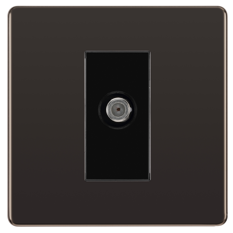 BG Electrical Flatplate Screwless Black Nickel - Single satellite