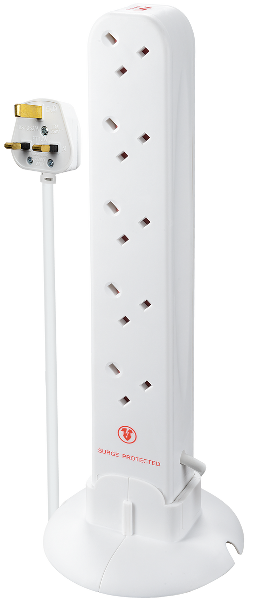 Masterplug Surge - 10 Sockets, 1m, 13A, White