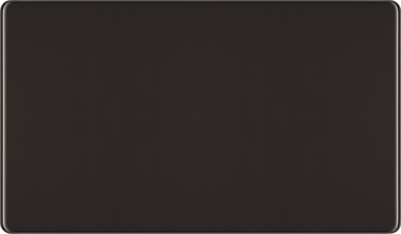 BG Electrical Flatplate Screwless Black Nickel - Double, blank plate