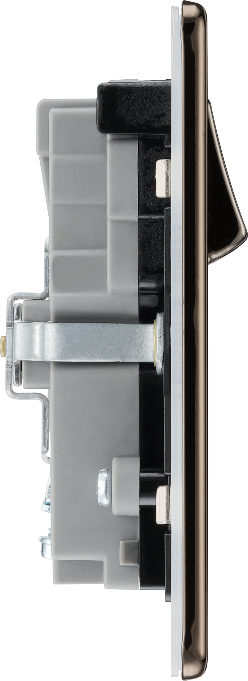 BG Electrical Flatplate Screwless Black Nickel - Double switched single pole, with 2 x USB A