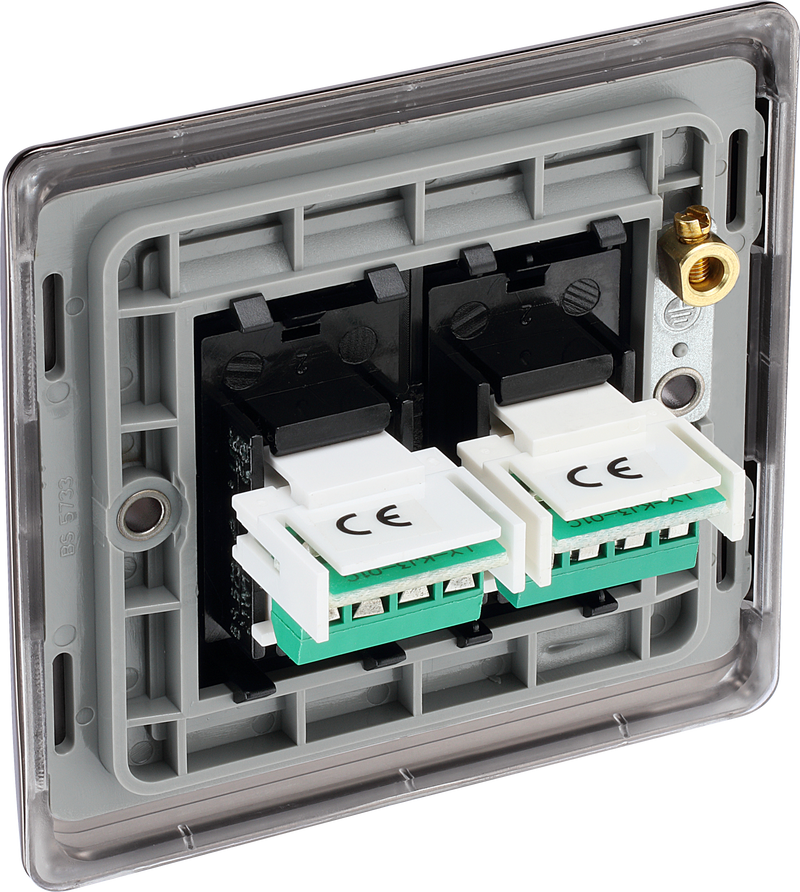 BG Electrical Nexus Metal Black Nickel - Double, RJ11 telephone socket