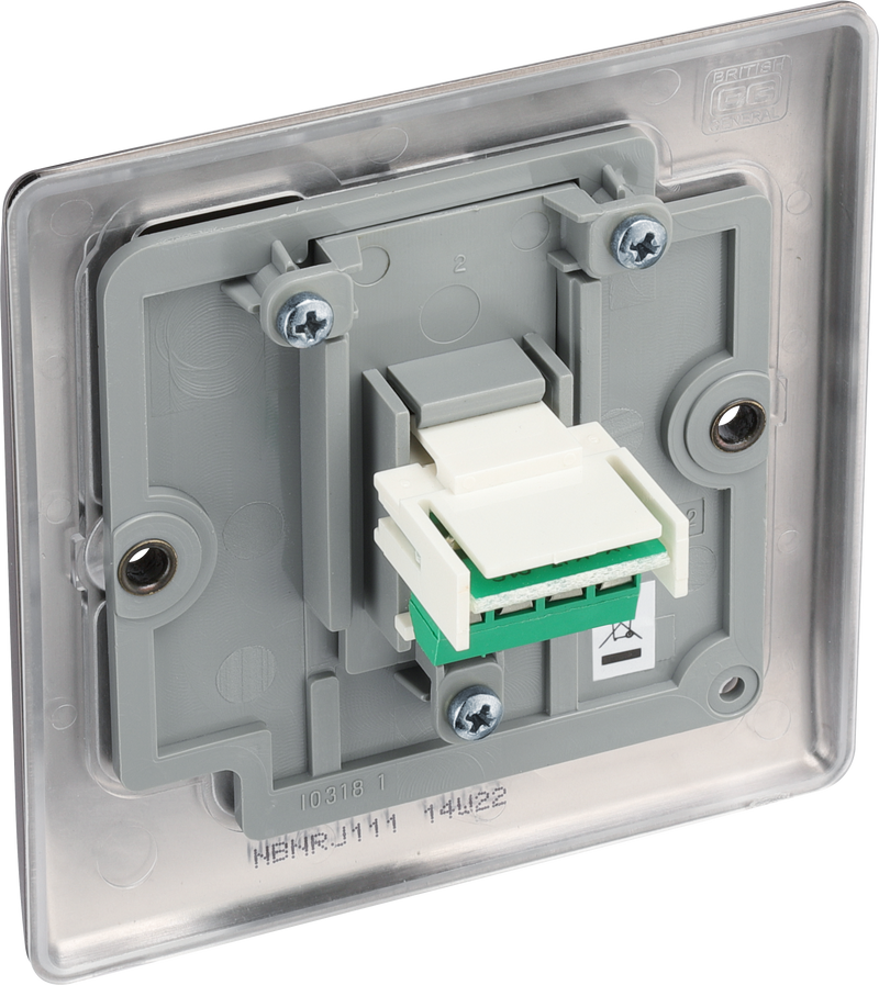 BG Electrical Nexus Metal Black Nickel - Single, RJ11 telephone socket