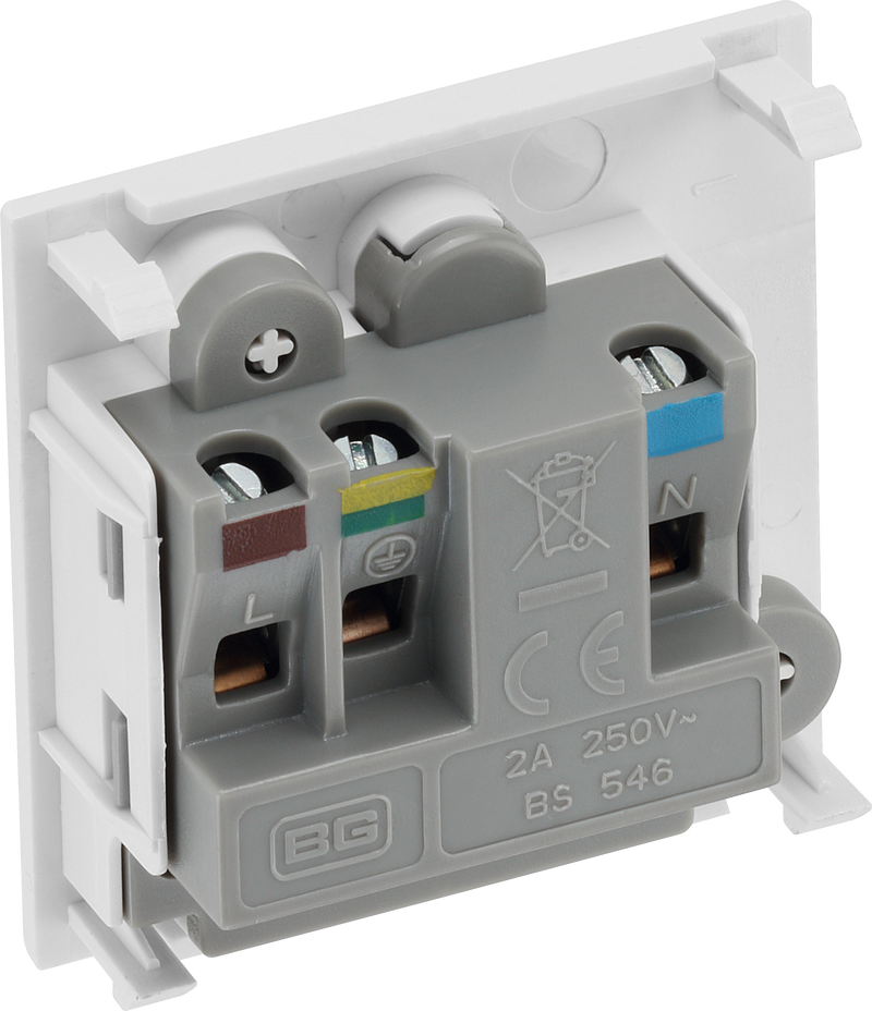 BG Electrical Euro Module - 2A round pin, unswitched socket