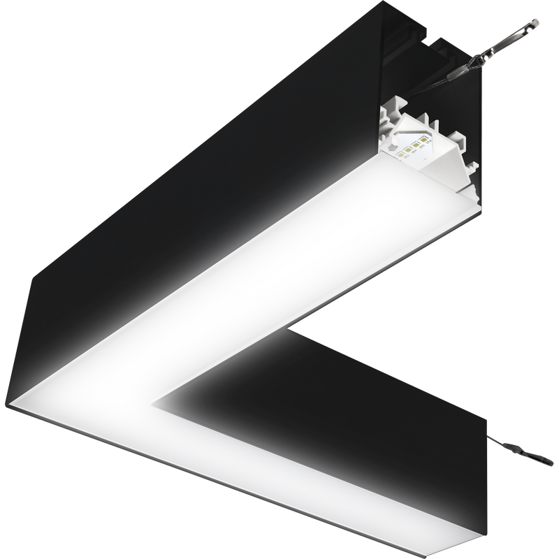 Luceco Contour Suspended - Contour 314mm suspended 90° connector module 600lumens with fixed output driver finished in black