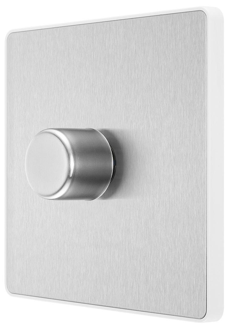 BG Electrical Evolve Brushed Steel - Single, 2 way push 200W