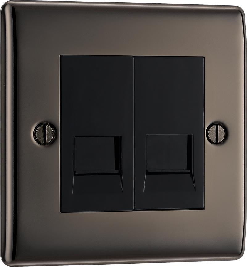 BG Electrical Nexus Metal Black Nickel - Double, telephone socket, secondary