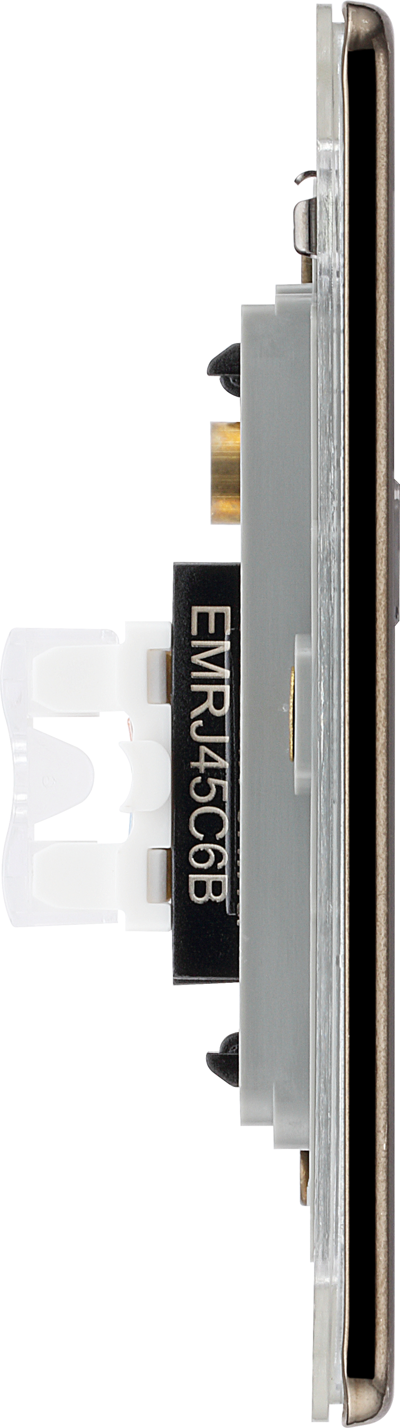 BG Electrical Flatplate Screwless Black Nickel - Single, RJ45 data socket