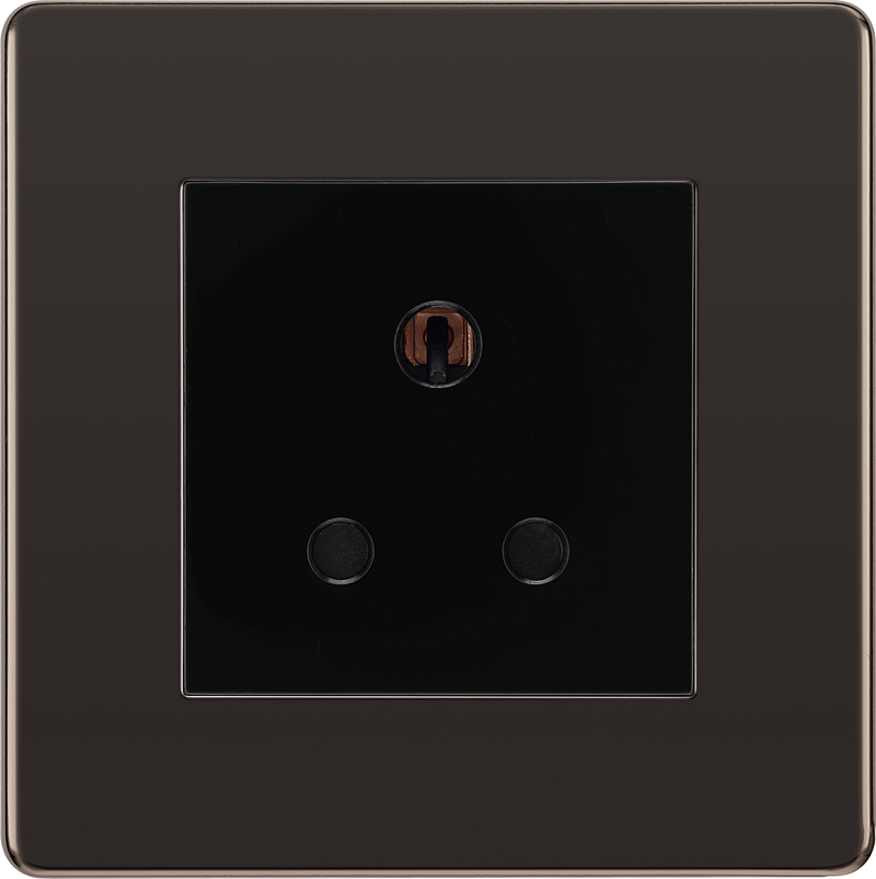 BG Electrical Flatplate Screwless Black Nickel - 5A single, unswitched, round pin