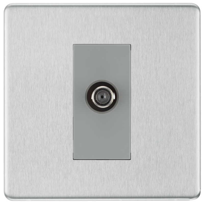 BG Electrical Flatplate Screwless Brushed Steel - Single, satellite