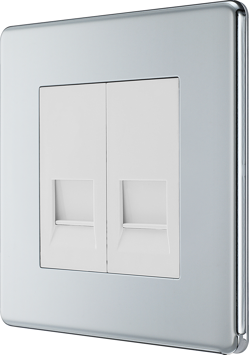 BG Electrical Flatplate Screwless Polished Chrome - Double, telephone socket, master
