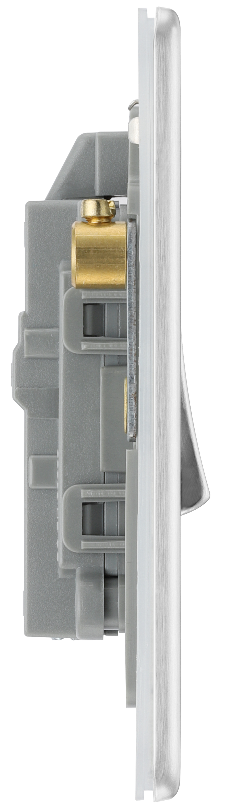 BG Electrical Flatplate Screwless Brushed Steel - 20A, double pole, with indicator