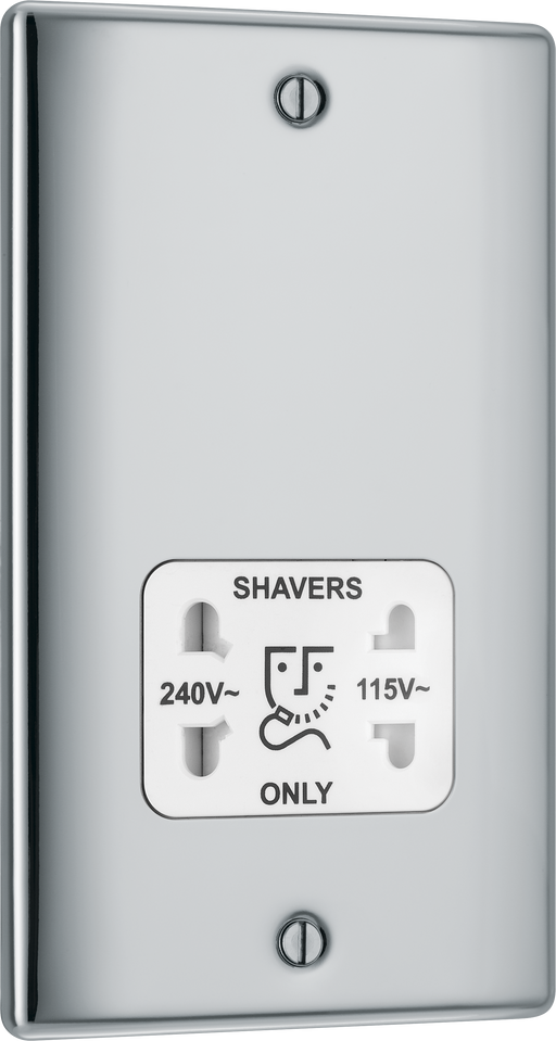 BG Electrical Nexus Metal Polished Chrome - 115/240V dual voltage shaver socket