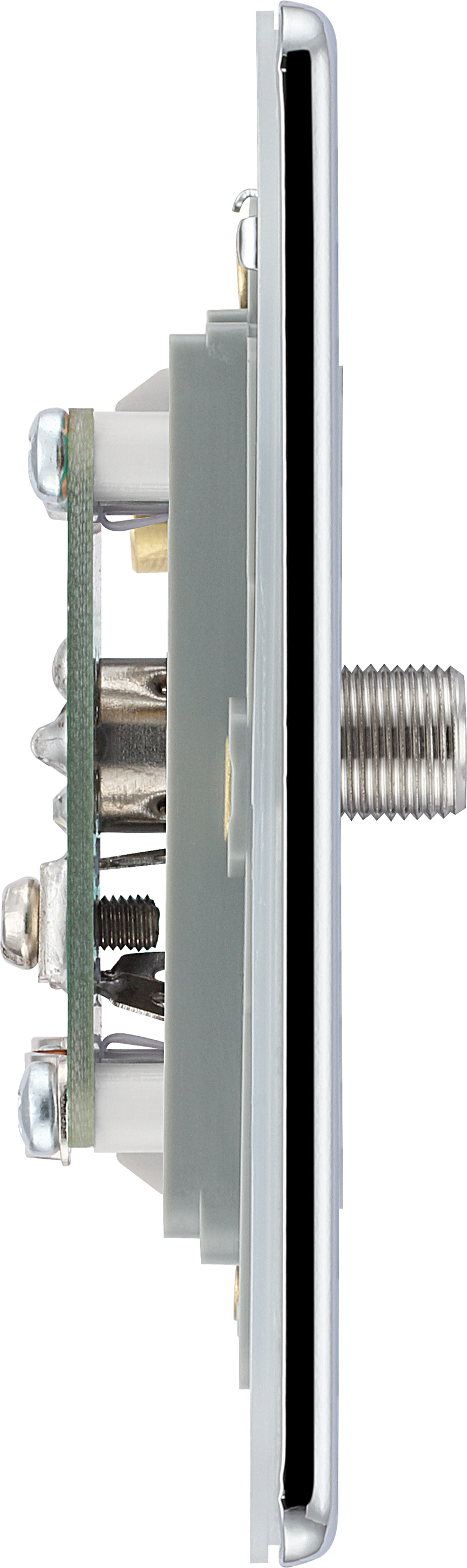 BG Electrical Flatplate Screwless Polished Chrome - Double, satellite and co-axial