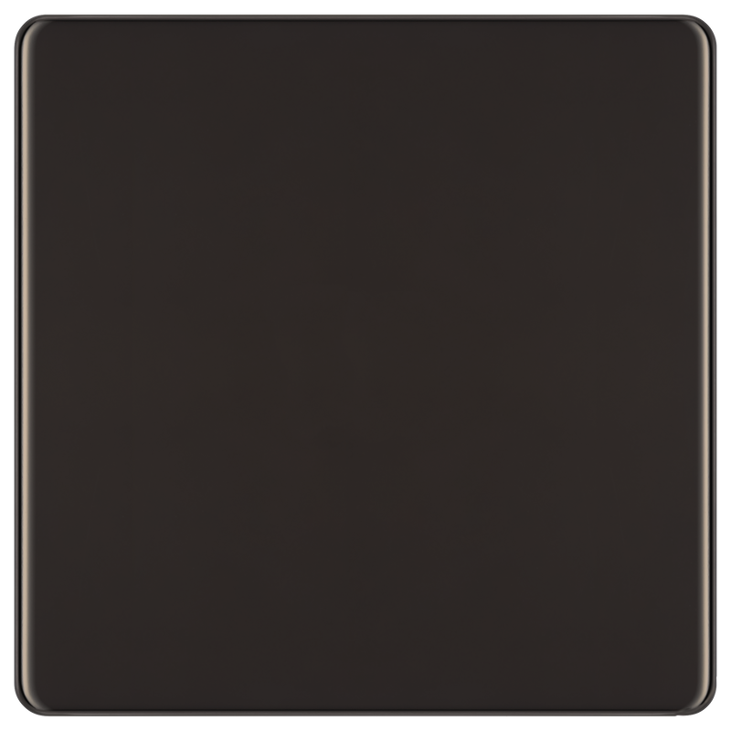 BG Electrical Flatplate Screwless Black Nickel - Single, blank plate