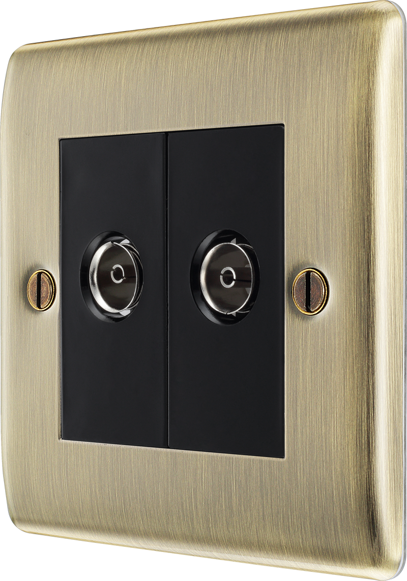 BG Electrical Nexus Metal Antique Brass - Double, TV/FM