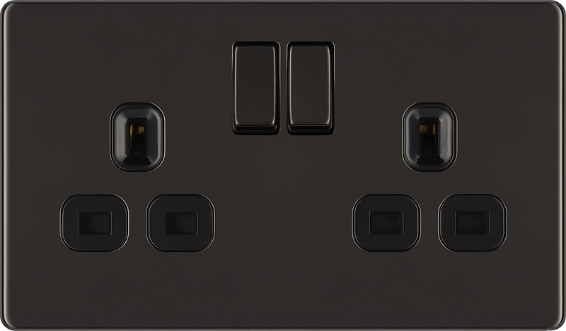 BG Electrical Flatplate Screwless Black Nickel - Double switched, double pole