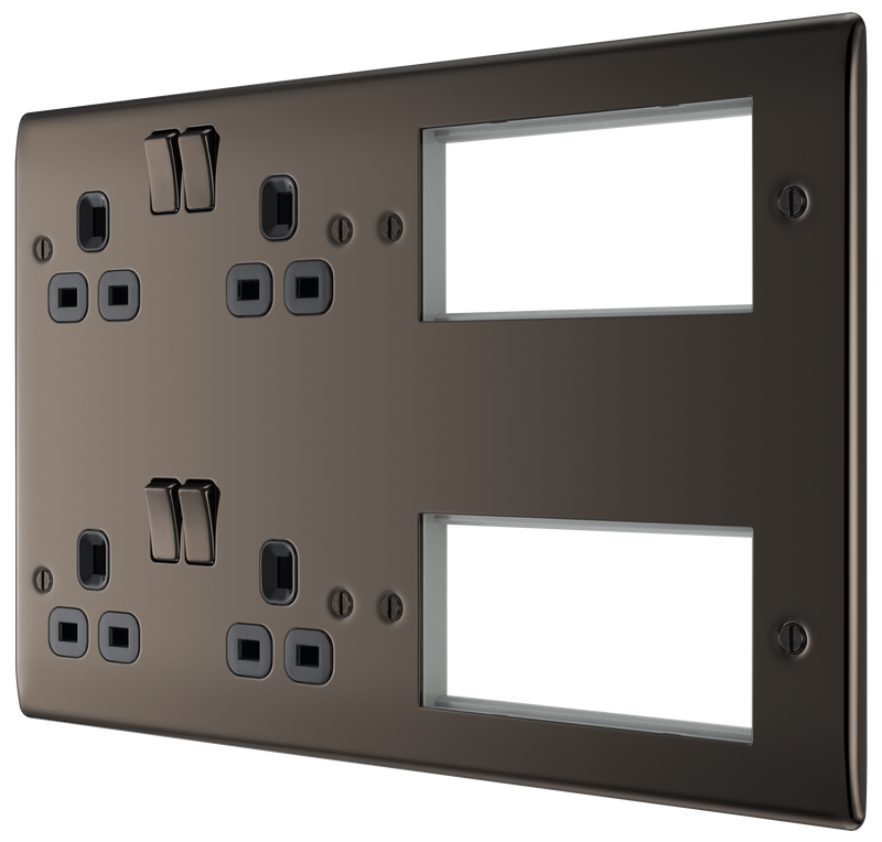 BG Electrical Nexus Metal Black Nickel - 2 x double, switched, double pole, 8 Euro Module