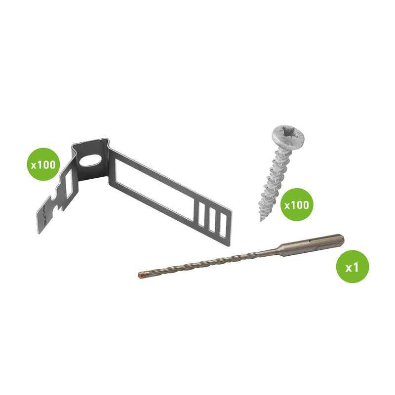 D-Line Fire Clip - EV Fixing Kit for 16-21mm dia. Cables, Black. Box of 100pcs c/w Pan Head Screws & 5mm SDS Bit