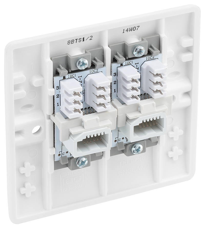 BG Electrical 800 Series - Double, telephone socket, secondary (IDC)
