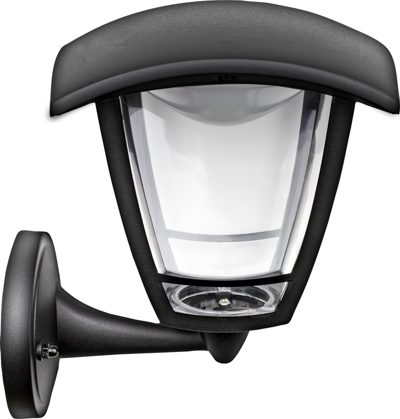 Luceco Coach Lantern - Exterior LED Coach Lantern 4 Panel Bottom Arm 640lm 8w 4000k Ip44 Black Non-pir