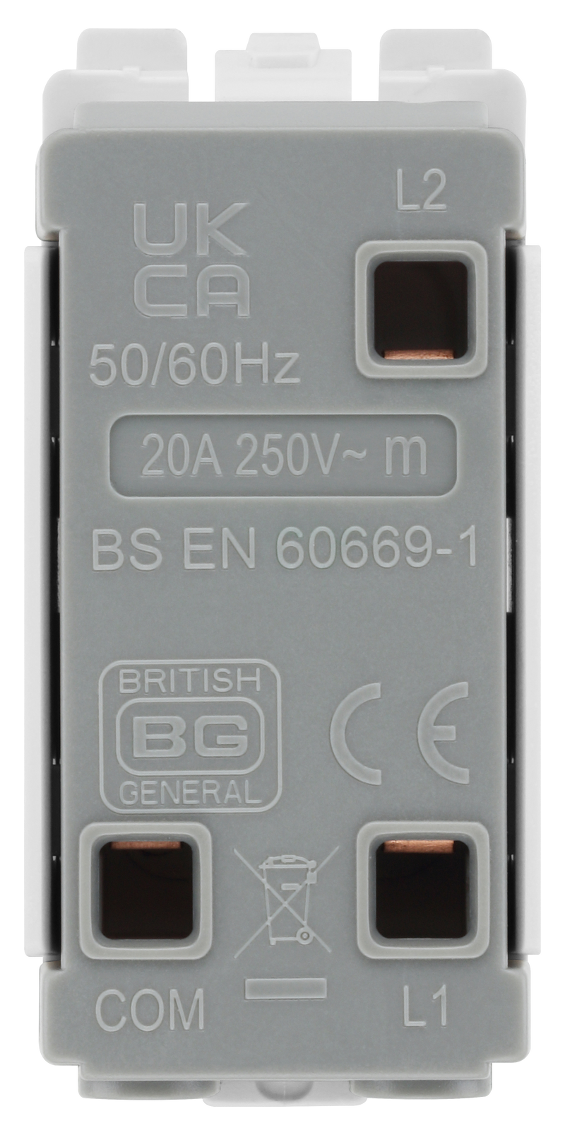BG Electrical Grid - 2 way, retractive, printed PRESS, centre off