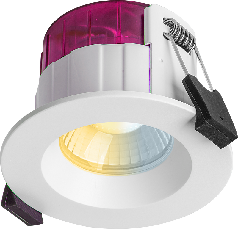 Luceco Elite - FType Elite Fire Rated Downlight 4W/6W 690lm Power Change with 4Colour CCT 2700, 3000, 4000K, 6000K Dimmable IP65 White - Regressed - 10 pack