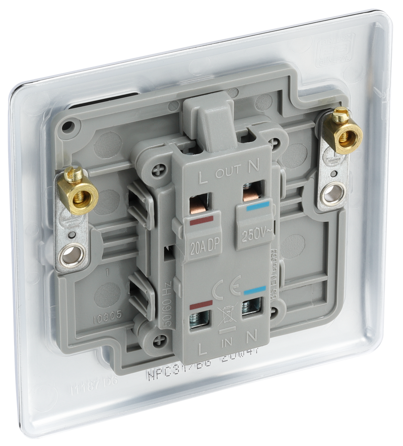 BG Electrical Nexus Metal Polished Chrome - 20A, double pole, with indicator