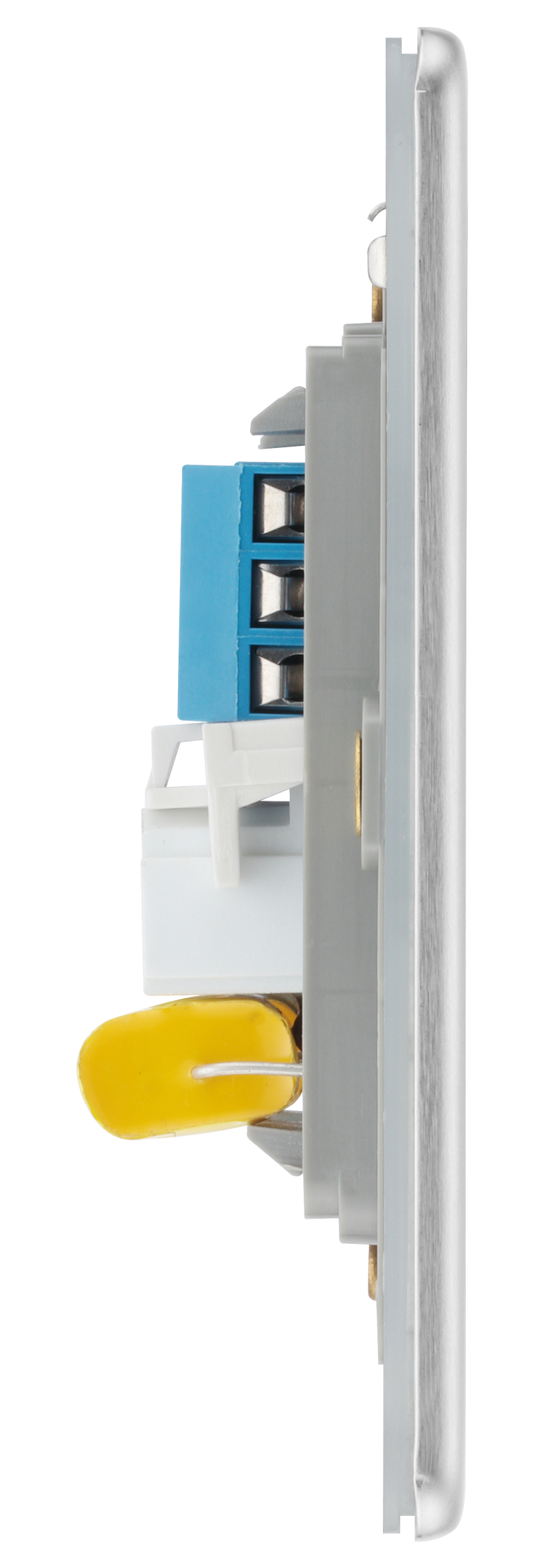 BG Electrical Flatplate Screwless Brushed Steel - Double, telephone socket, master