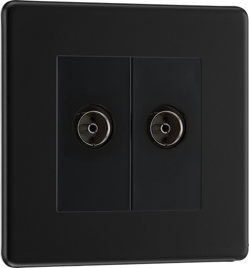 BG Electrical Flatplate Screwless Matt Black - Double isolated, co-axial