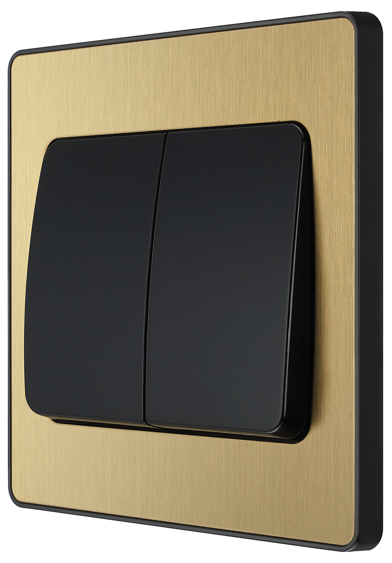 BG Electrical Evolve Satin Brass - Double, 2 way switch, wide rocker