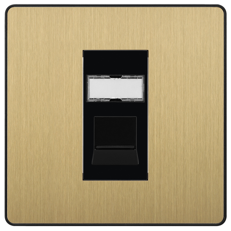 BG Electrical Evolve Satin Brass - Single, RJ45 telephone socket