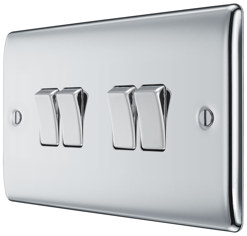BG Electrical Nexus Metal Polished Chrome - Quadruple, 2 way switch