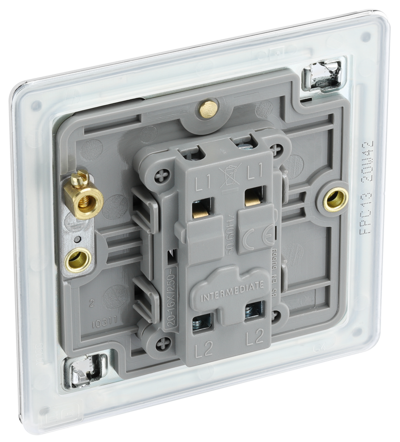 BG Electrical Flatplate Screwless Polished Chrome - Intermediate switch